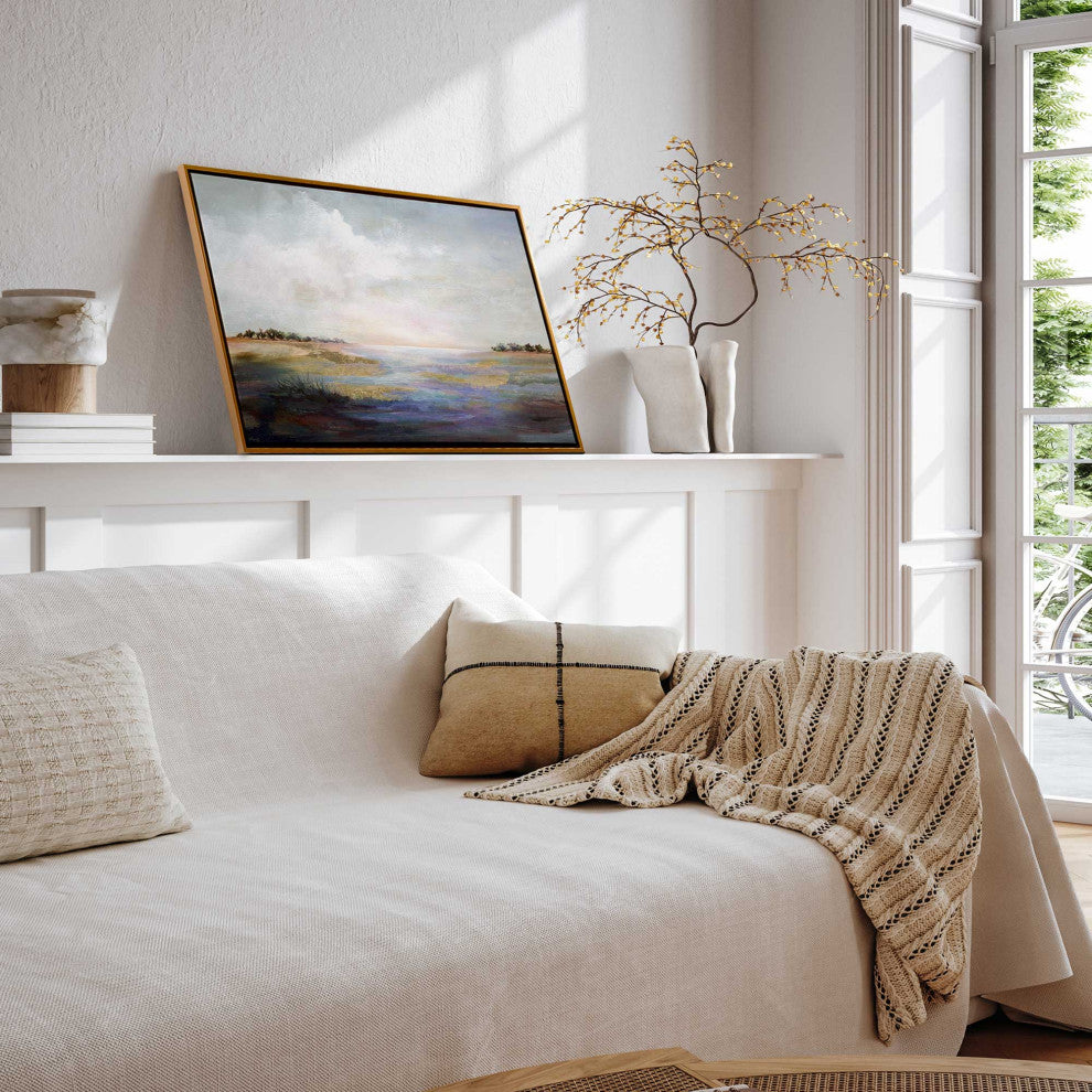 "Whispering Reverie" - A Serene Coastal Scene for Sophisticated Interiors