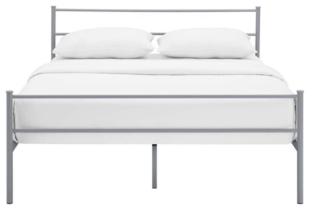 Modway Alina Powder Coated Sturdy Steel Queen Platform Bed Frame in Gray