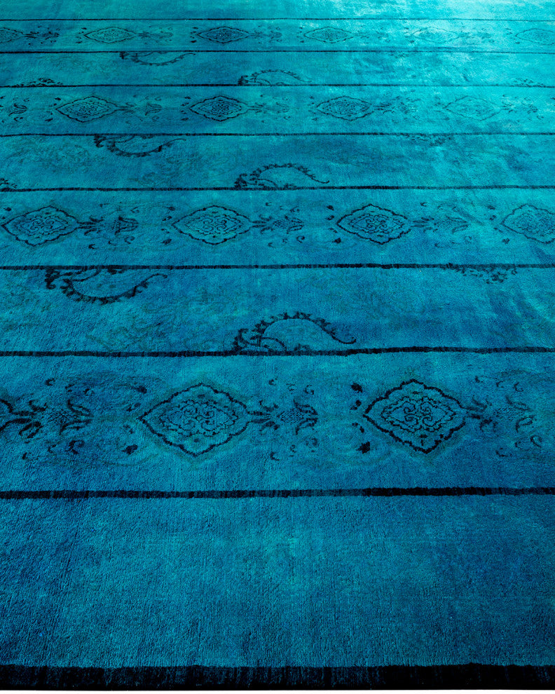 Fine Vibrance, One-of-a-Kind Hand-Knotted Area Rug Blue, 9' 2" x 11' 1"