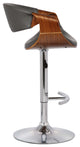 Jerrod Adjustable Swivel Barstool, Gray Faux Leather With Chrome & Walnut Wood