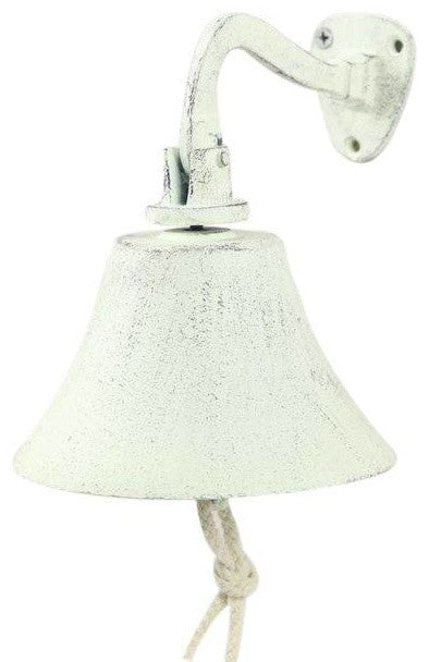 Whitewashed Cast Iron Hanging Ship's Bell 6'', Boat Bell, Metal Wall Hanging