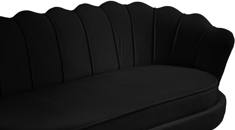 Gardenia  Velvet Upholstered Loveseat, Black