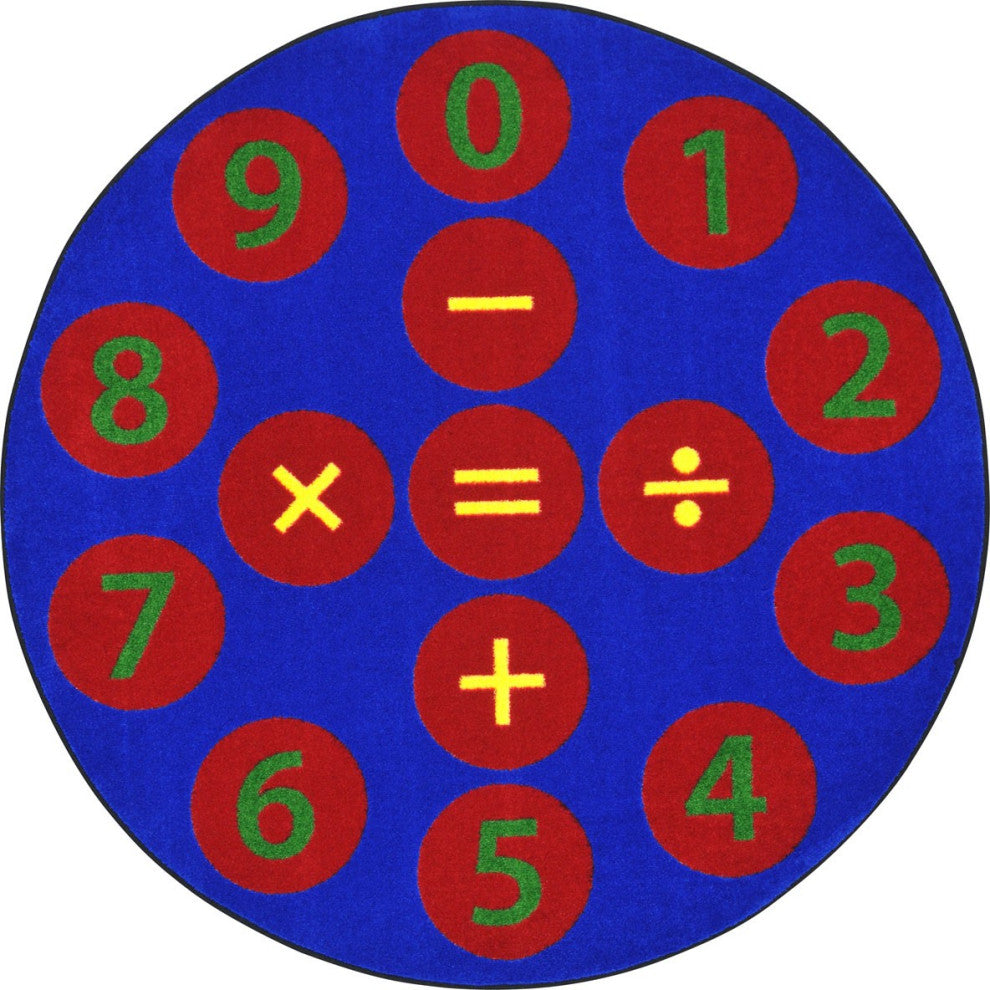 Number Jumpers 5'4" Round Area Rug, Color Multi