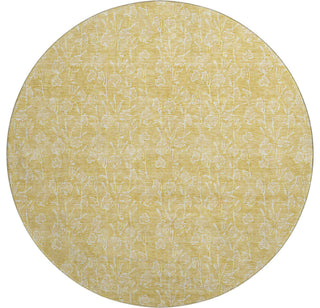 Premium Machine Washable Mayfield AMF691 Gold 8' x 8' Round Rug