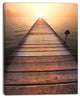 Long Wooden Boardwalk into Sea, Seashore Canvas Art Print, 12"x20"