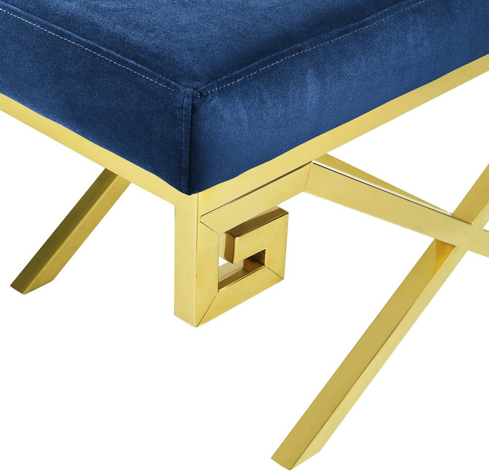 Rove Velvet Bench, Navy