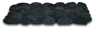 Charcoal Black Pebble Tile - Natural Stone for Shower & Backsplash, 6x12