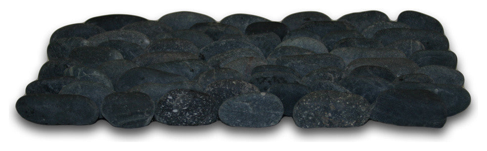 Charcoal Black Pebble Tile - Natural Stone for Shower & Backsplash, 6x12