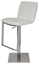Lewis Polished Adjustable Bar Stool, Modern Barstool, Faux Leather, White