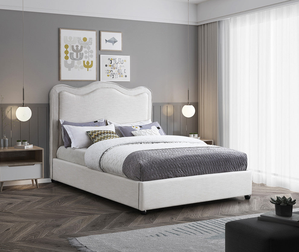 Felix Linen Upholstered Bed, Cream, King