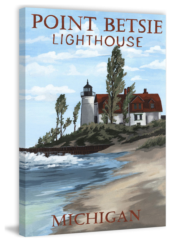 "Point Betsie Lighthouse" Painting Print on Wrapped Canvas, 40x60