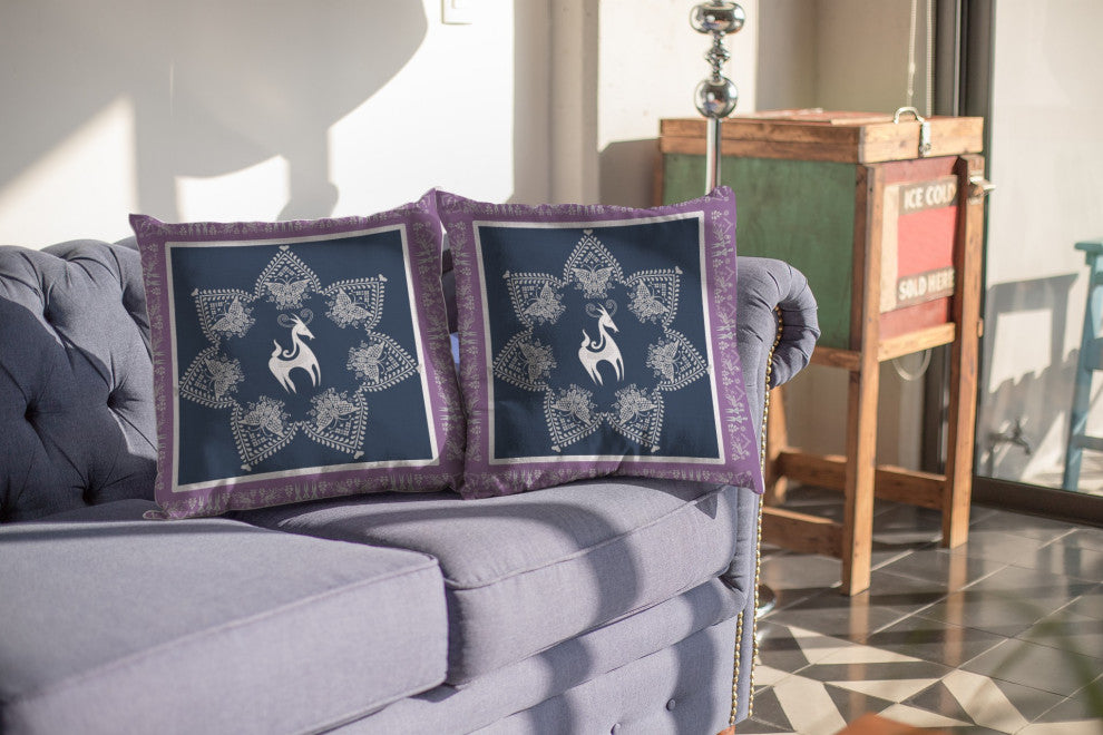 18 Navy Purple Horse Suede Throw Pillow
