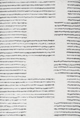 Petra Abstract Stripe Geometric Shag, White/Black, 4'x6'