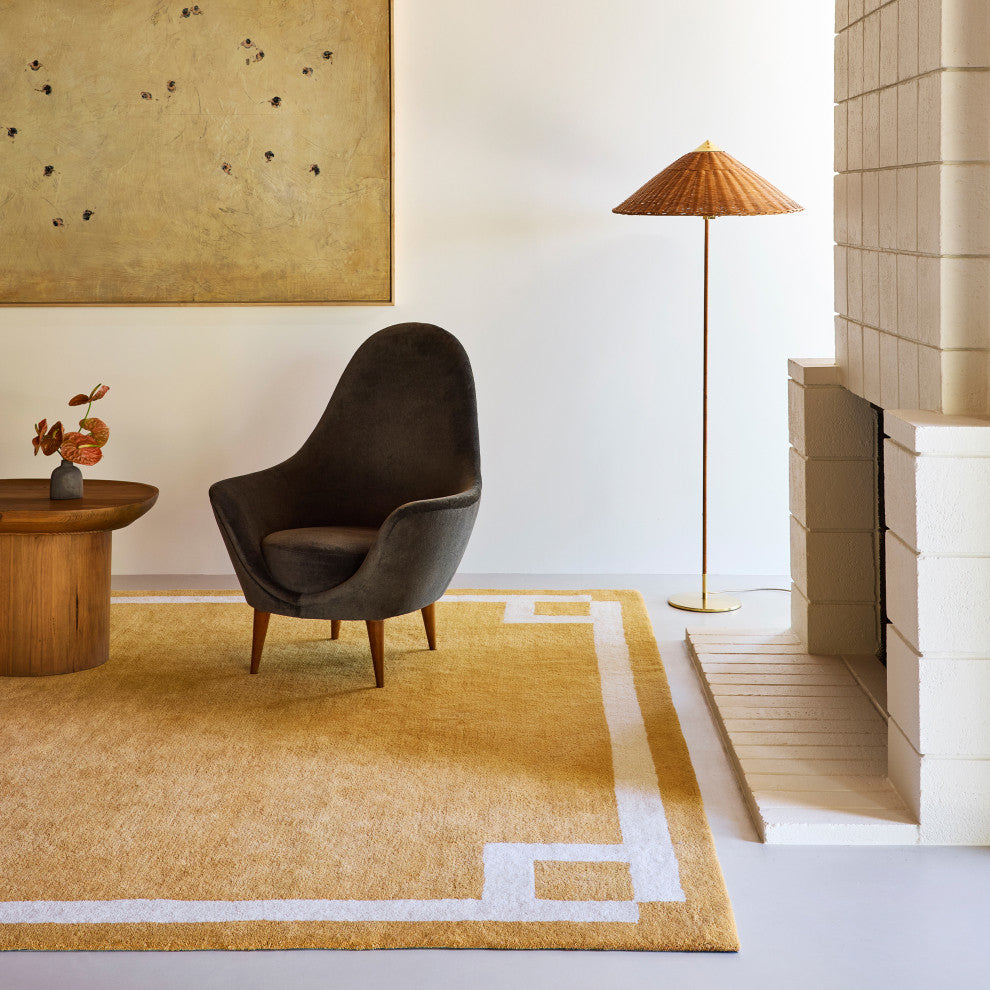 Grace Bordered Wool Area Rug, Golden Yellow 2' 6" x 8'