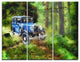 "Dark Blue Vintage Car Oil" Painting Metal Wall Art, 3 Panels, 36"x28"