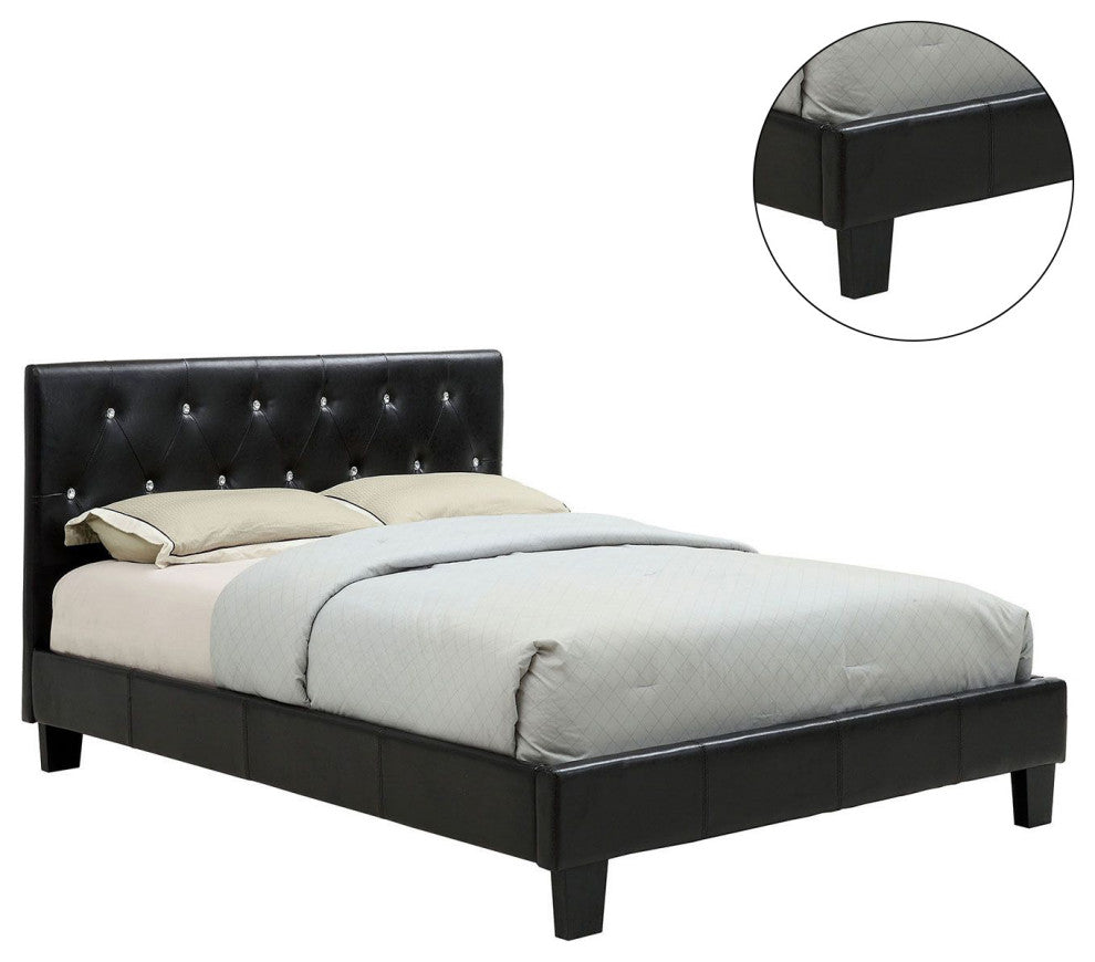 Upholstered Queen Size Bed, Black