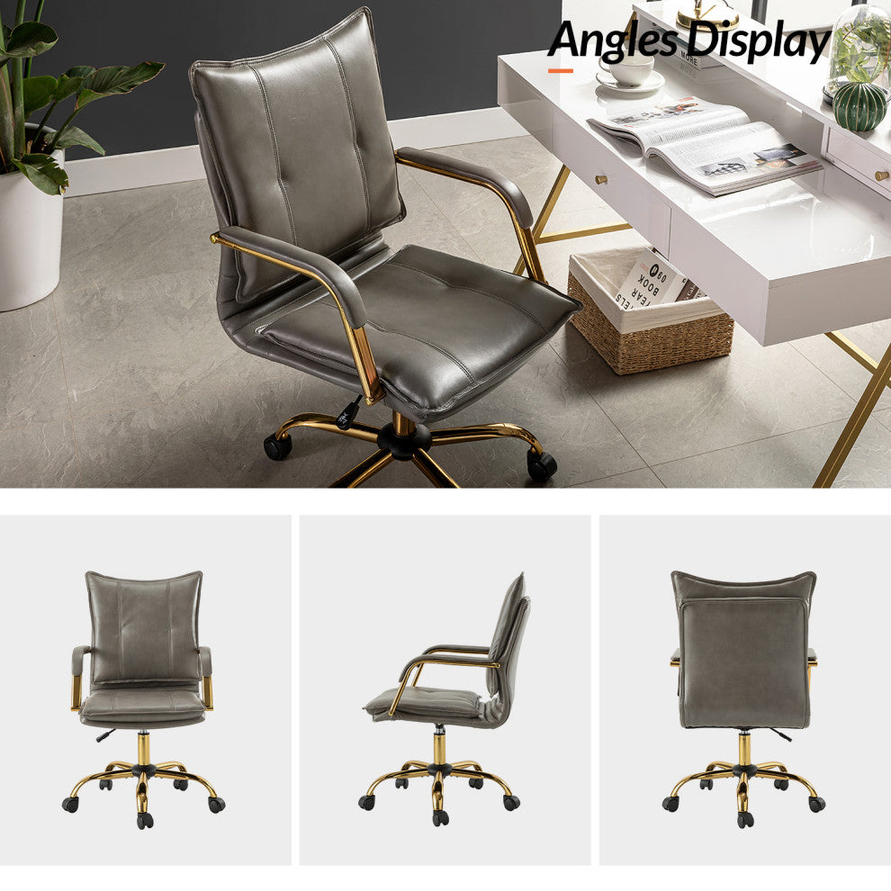 Modern Task Chair Office Swivel Chair with Tufed Back, Gray