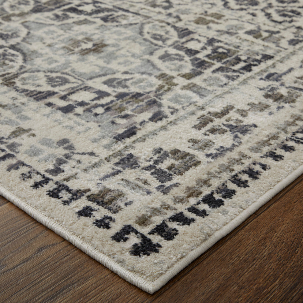 Weave & Wander Kiba Gray/Ivory Rug, 5'3"x7'6"
