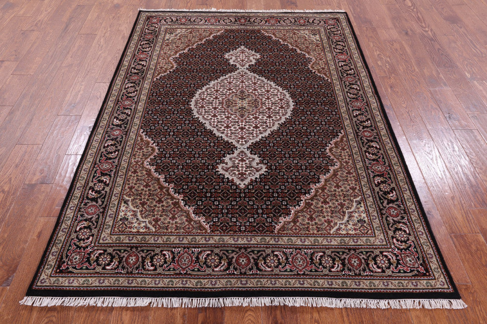 Persian Tabriz Wool and Silk Hand Knotted Rug 5' 0" X 6' 11" Q8930