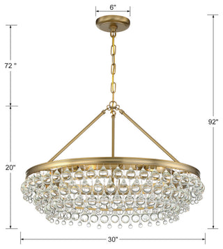 Calypso 6 Light Crystal Teardrop Vibrant Gold Chandelier