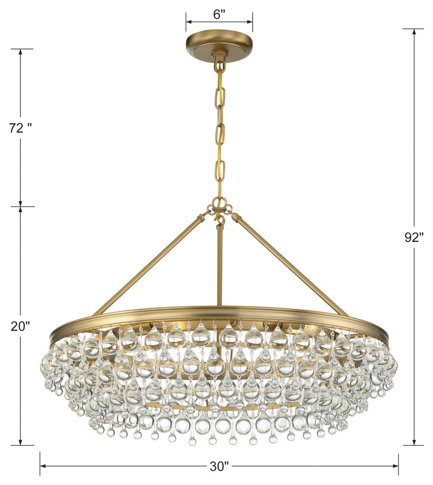 Calypso 6 Light Crystal Teardrop Vibrant Gold Chandelier