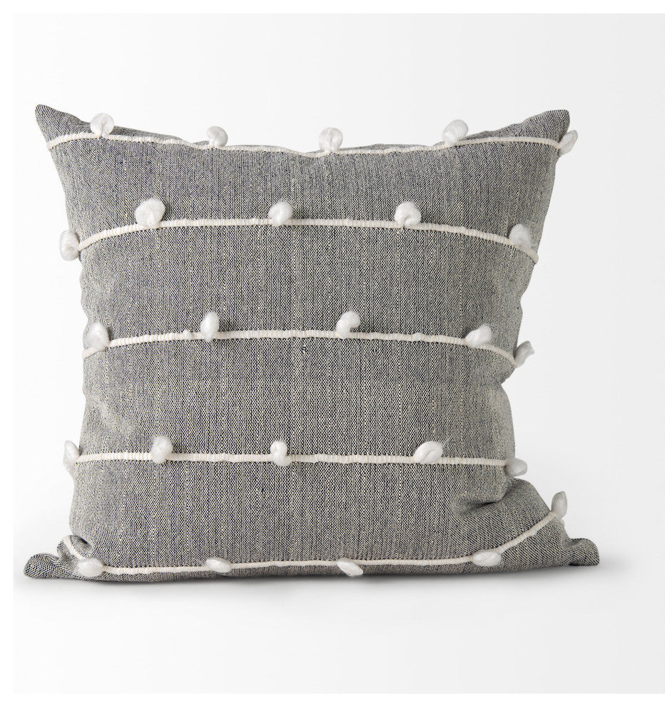 Linda 20x20 Navy And Cream With White Detail Decorative Pillow Cover