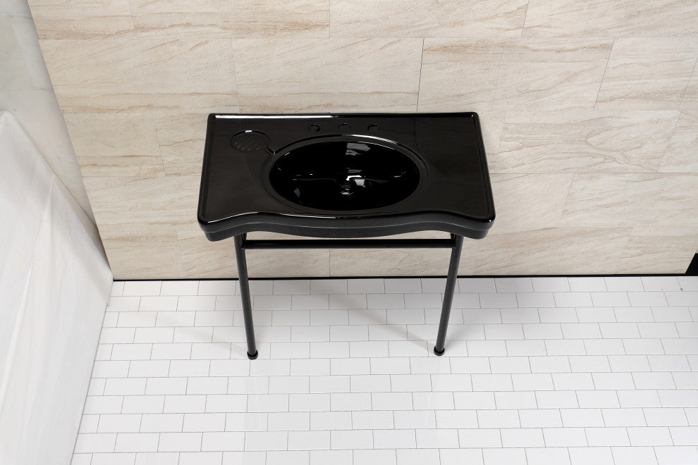 Fauceture VPB28140W80K 36" Ceramic Console Sink, Legs