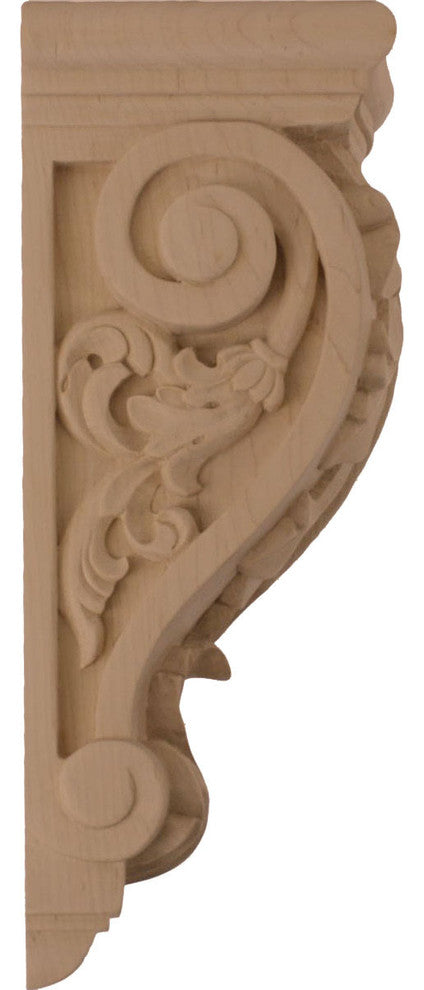 5 1/4"W x 4 3/4"D x 12"H Medium Farmingdale Acanthus Corbel, Lindenwood