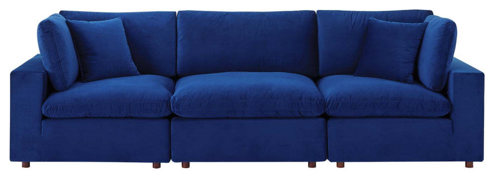 Sofa, Velvet, Blue Navy, Modern, Living Lounge Room Hotel Lobby Hospitality