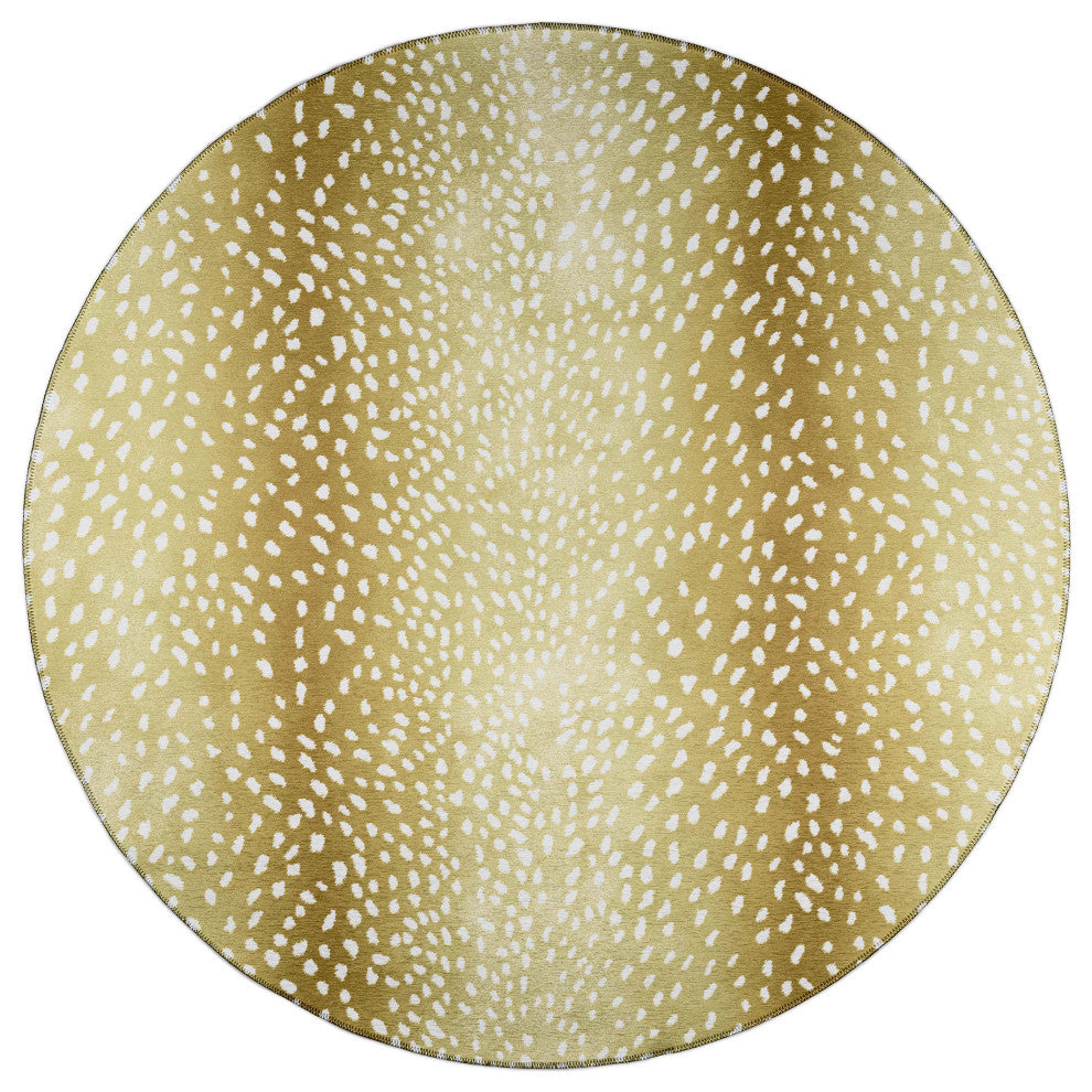 Indoor/Outdoor Mali ML3 Gold Machine Washable 6' x 6' Round Rug
