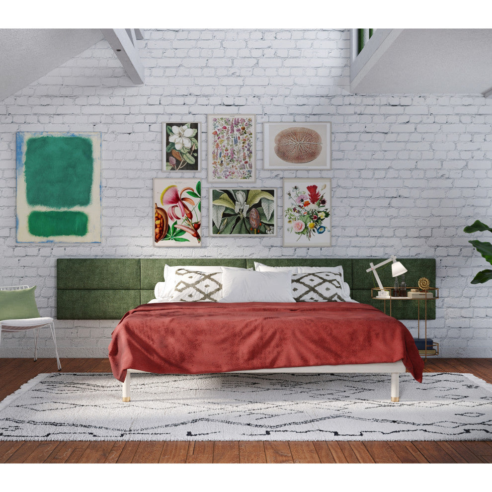 Jaxx Panelist Modern Padded Headboard, Set of 4 Panels, Queen, Cypress Green