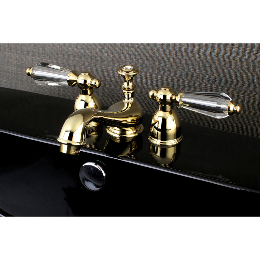 Kingston Brass Mini-Widespread Bathroom Faucet With Brass Pop-Up, Polished Brass