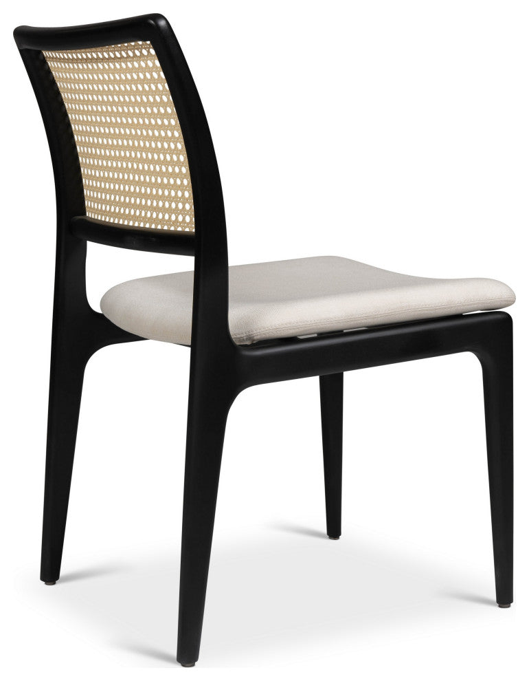 Charlotte, Cane Side Chair, Alabaster Seat, Ebano Frame, Natural Cane Webbing