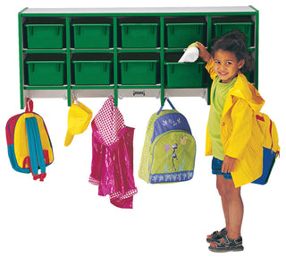 Rainbow Accents 10 Section Wall Mount Coat Locker - with Trays - Teal