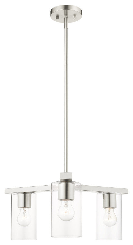Livex Lighting Zurich 3 Light Brushed Nickel Chandelier