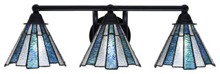Paramount 3-Light Bath Bar, Matte Black, 7" Sea Ice Art Glass
