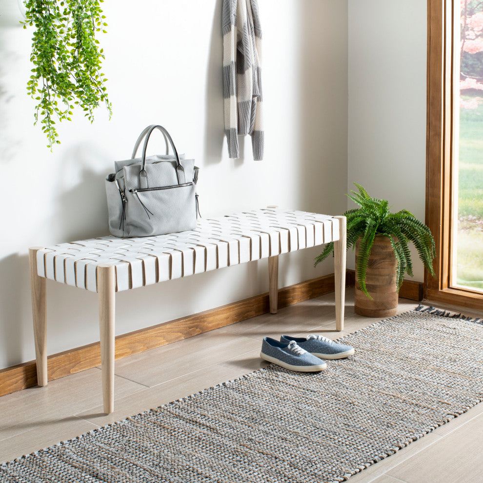 Safavieh Amalia Leather Weave Bench