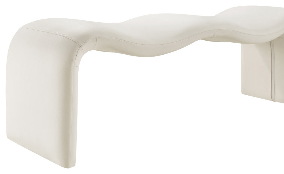 Willow Upholstered Bench, Cream, Vegan Leather