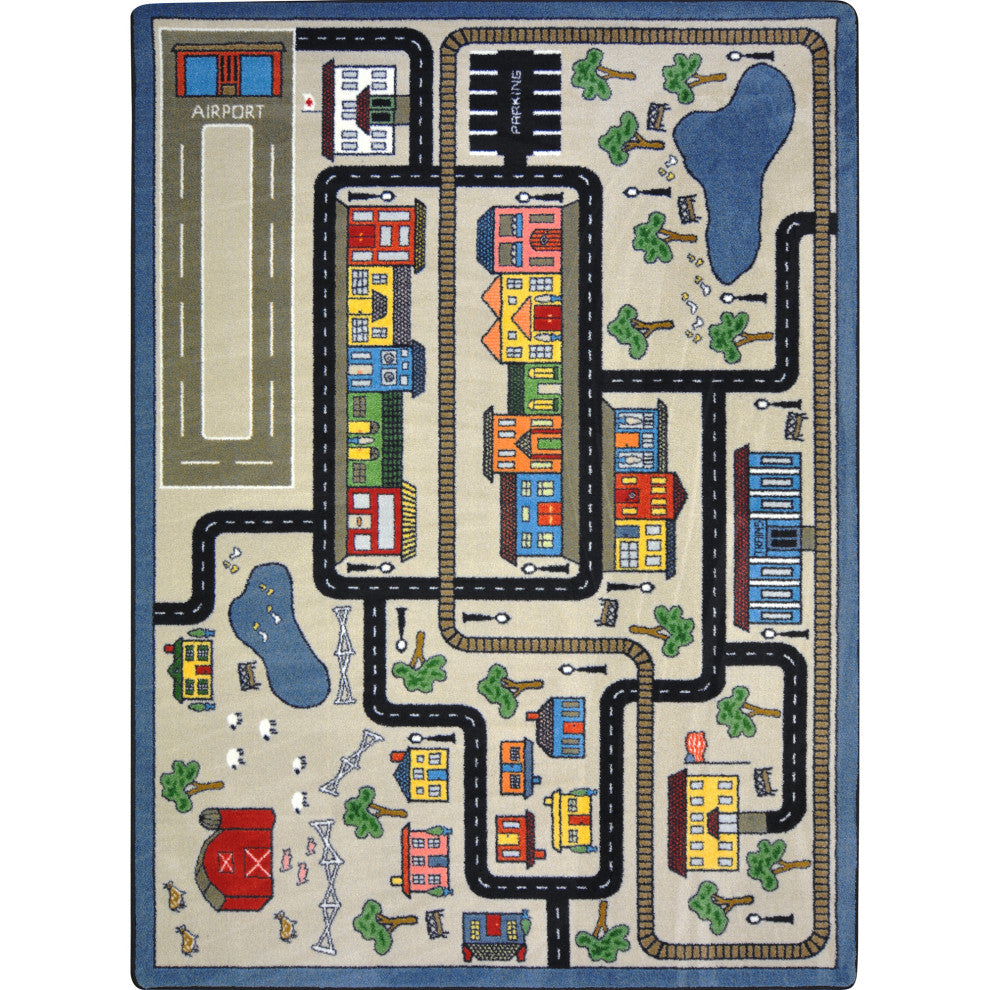 Kid Essentials Rug, Tiny Town, Pewter, 7'8"x10'9"