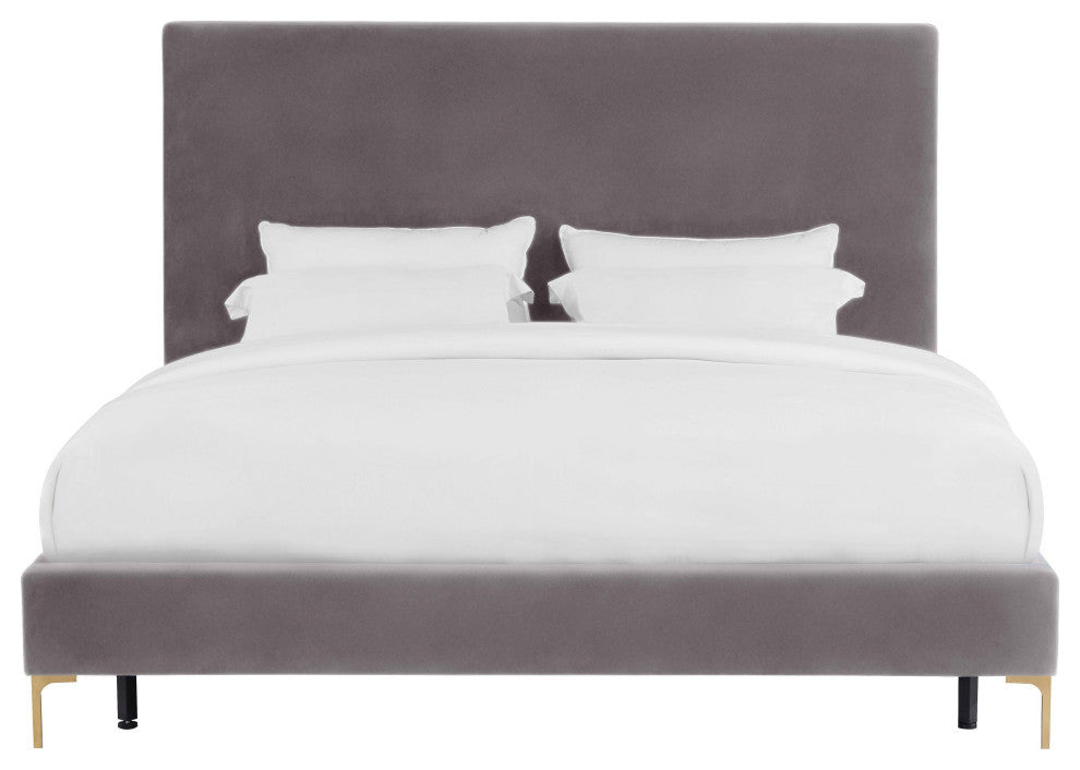 TOV Furniture Delilah Grey Velvet Bed in Queen