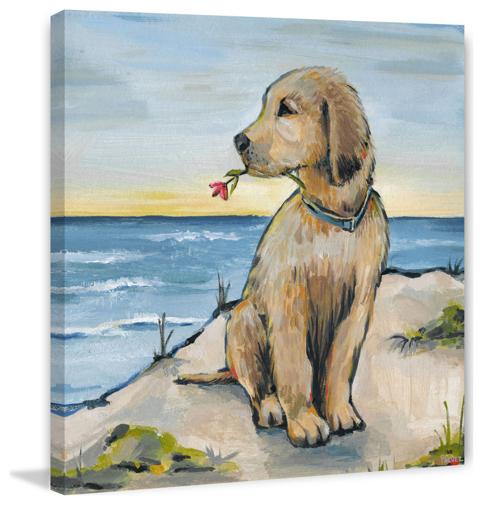 "Romantic Dog" Painting Print on Wrapped Canvas, 24"x24"