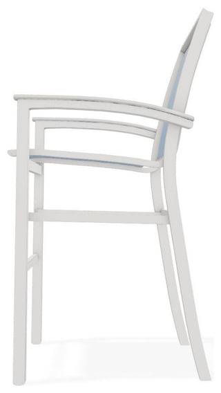 Bazza Sling Bar Height Stackable Outdoor Stool, Sky/Snow