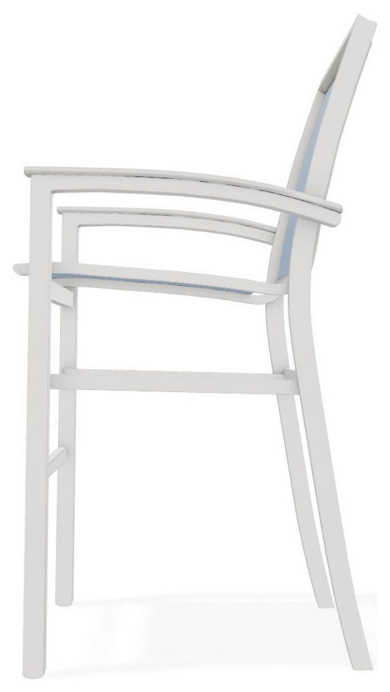 Bazza Sling Bar Height Stackable Outdoor Stool, Sky/Snow