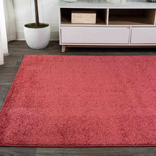 Haze Solid Low-Pile Red 9 ft. x 12 ft. Area Rug