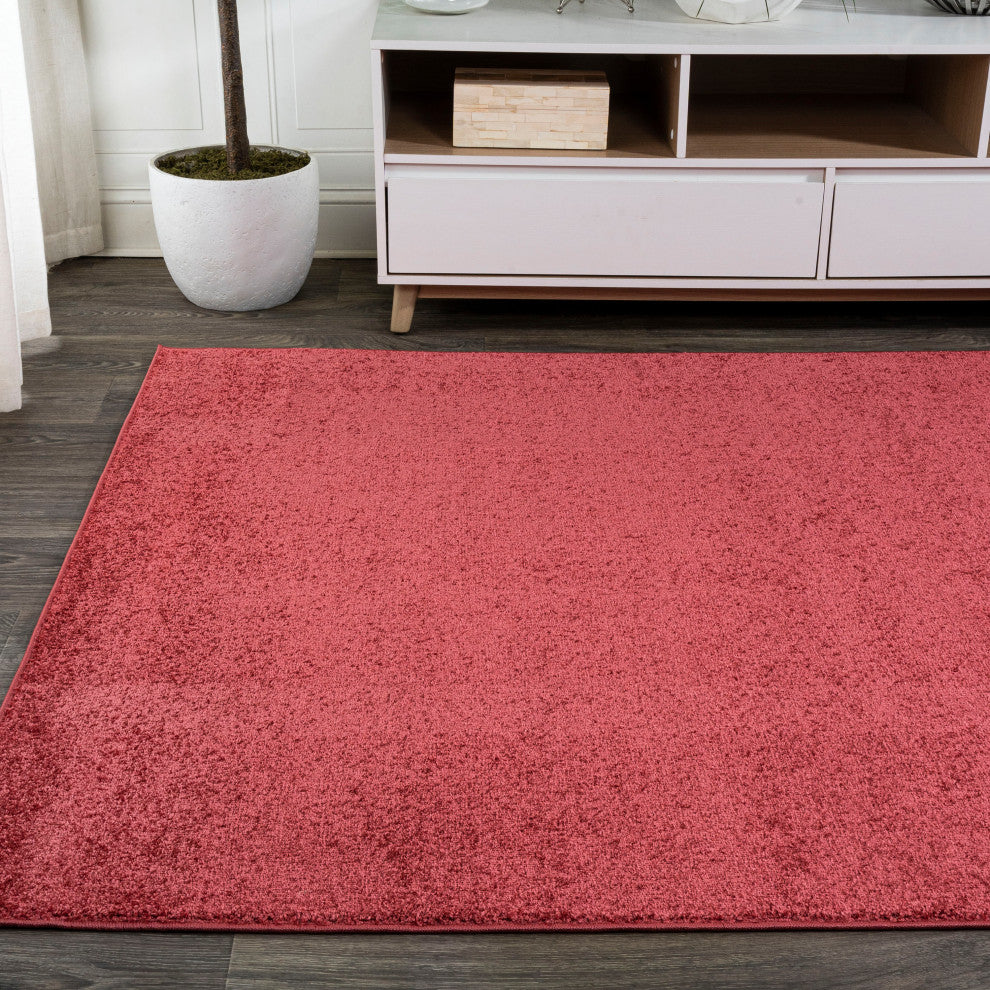 Haze Solid Low-Pile Red 9 ft. x 12 ft. Area Rug