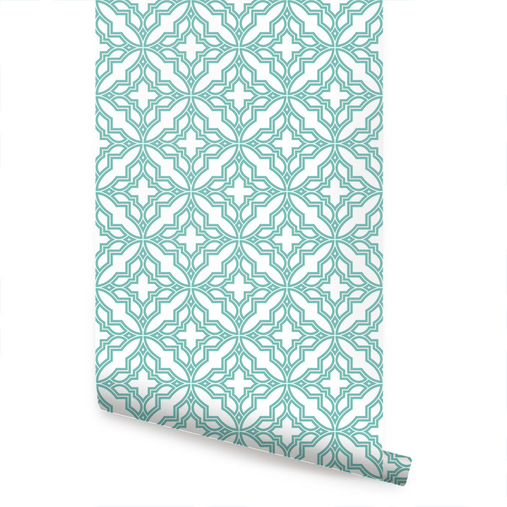 Diamond Flower Peel and Stick Vinyl Wallpaper, Mint, 24"w X 60"h