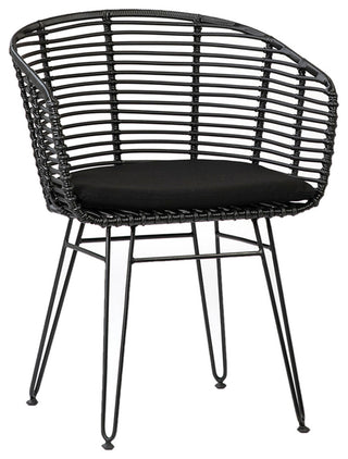 Outdoor Black Rattan Dining Chair
