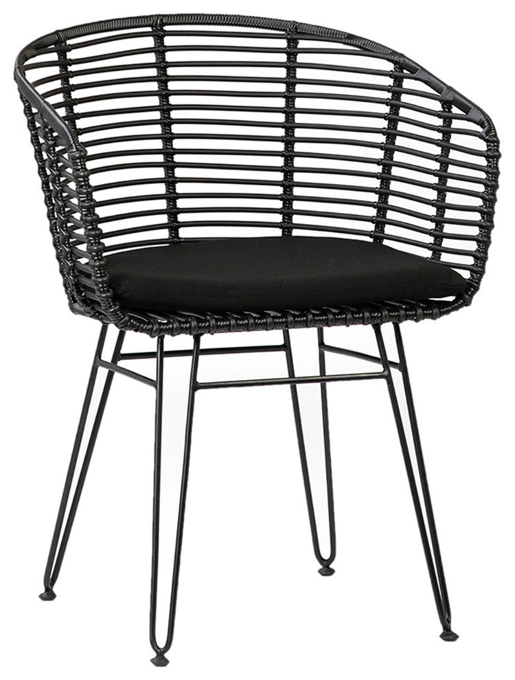 Outdoor Black Rattan Dining Chair
