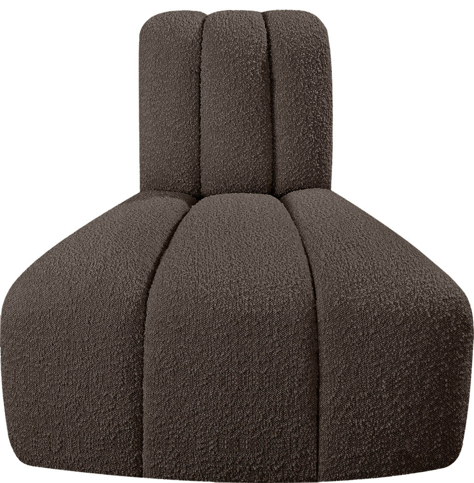 Arc Upholstered Modular Component, Brown, 1-Piece: Reverse Corner, Boucle Fabric