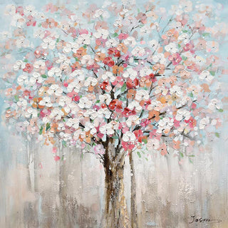 "Spring Disposition" - Abstract Textured Peach Blossom Art on Wrapped Canvas